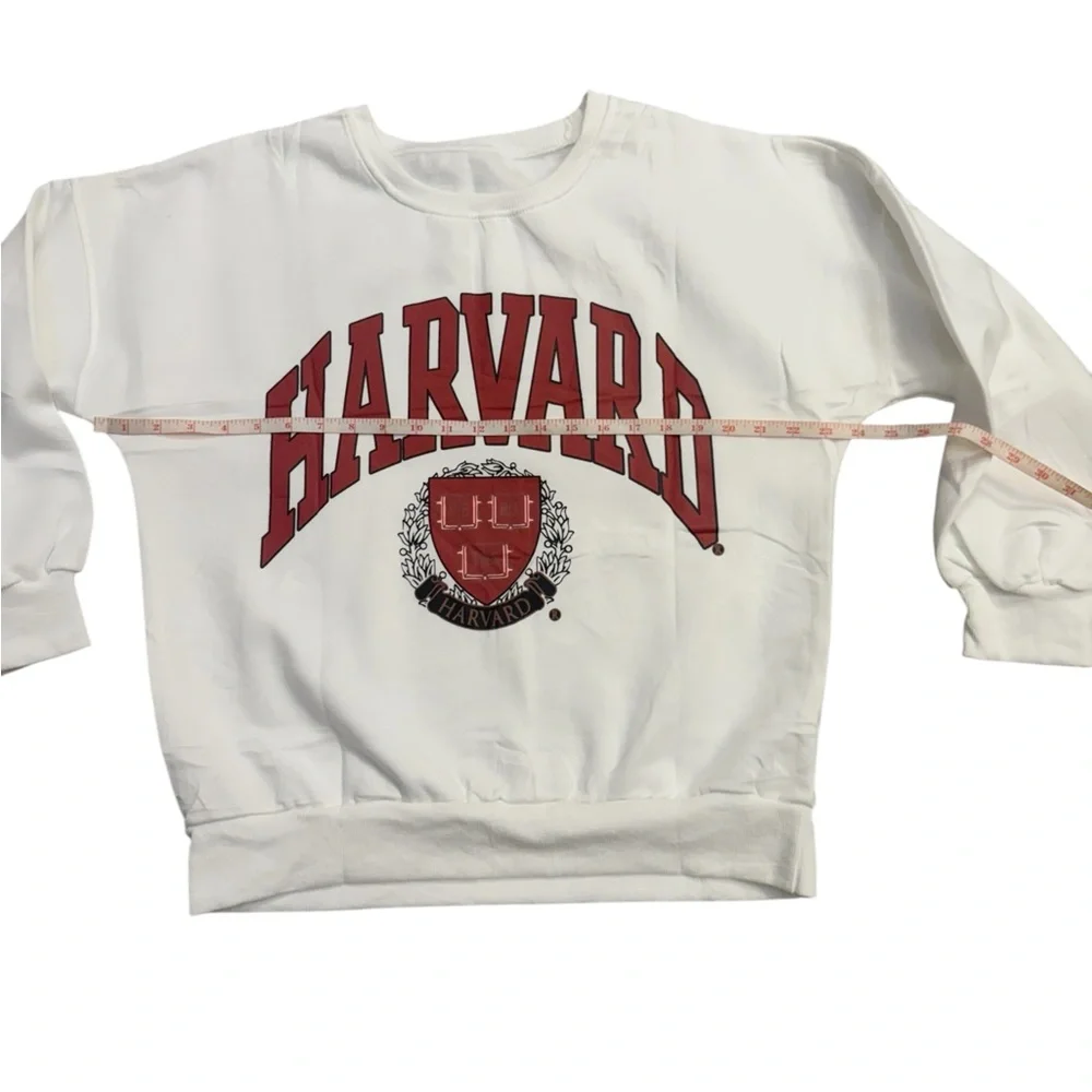NWOT Harvard University Crewneck Sweatshirt White Graphic Logo Size Large - Picture 4 of 5